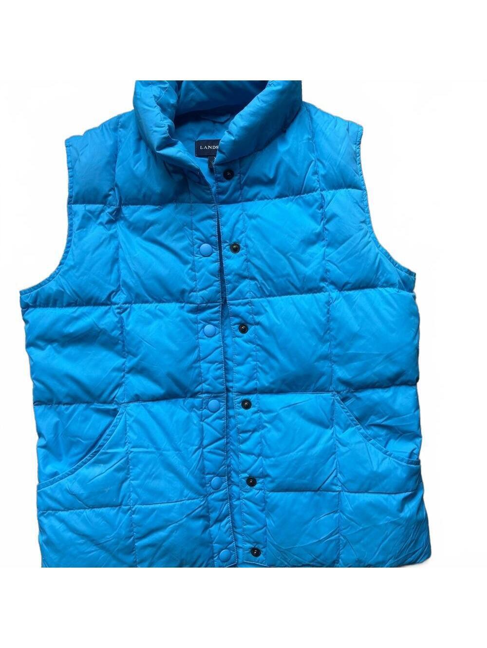 Vintage Lands' End Goosedown Blue Puffer Vest